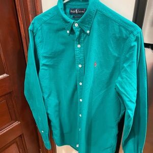 Men’s Medium, Blue/Green Ralph Lauren Oxford Button Down